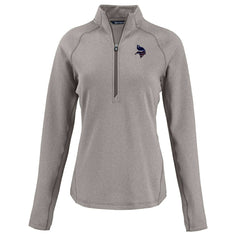 Minnesota Vikings Cutter & Buck Women's Americana Peshastin Eco Fleece Recycled Tri-Blend Raglan Half-Zip Jacket - Heather Gray Jackets