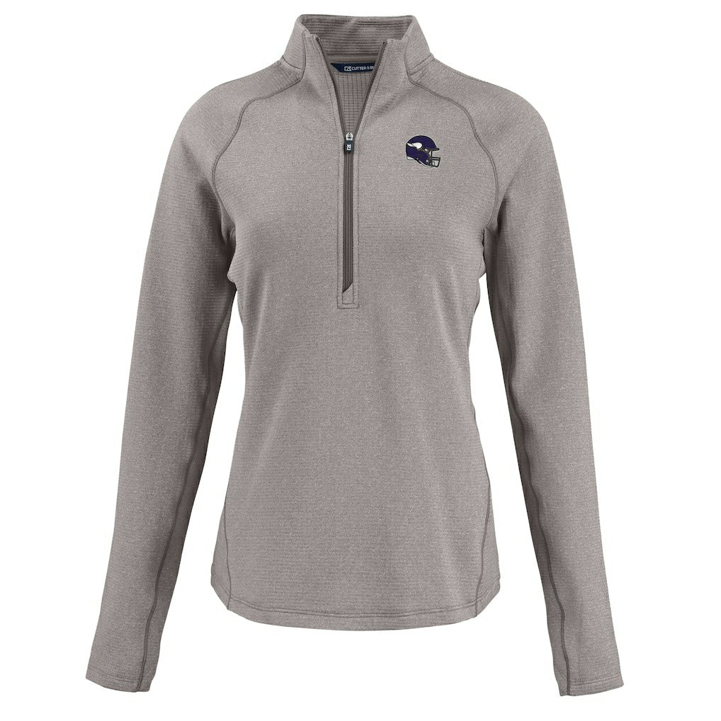 Minnesota Vikings Cutter & Buck Women's Peshastin Eco Fleece Recycled Tri-Blend Raglan Half-Zip Jacket - Heather Gray Jackets