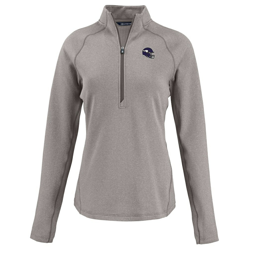 Minnesota Vikings Cutter & Buck Women's Peshastin Eco Fleece Recycled Tri-Blend Raglan Half-Zip Jacket - Heather Gray Jackets
