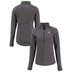 Minnesota Vikings Cutter & Buck Women's Peshastin Eco Fleece Recycled Tri-Blend Raglan Half-Zip Jacket - Heather Black Jackets