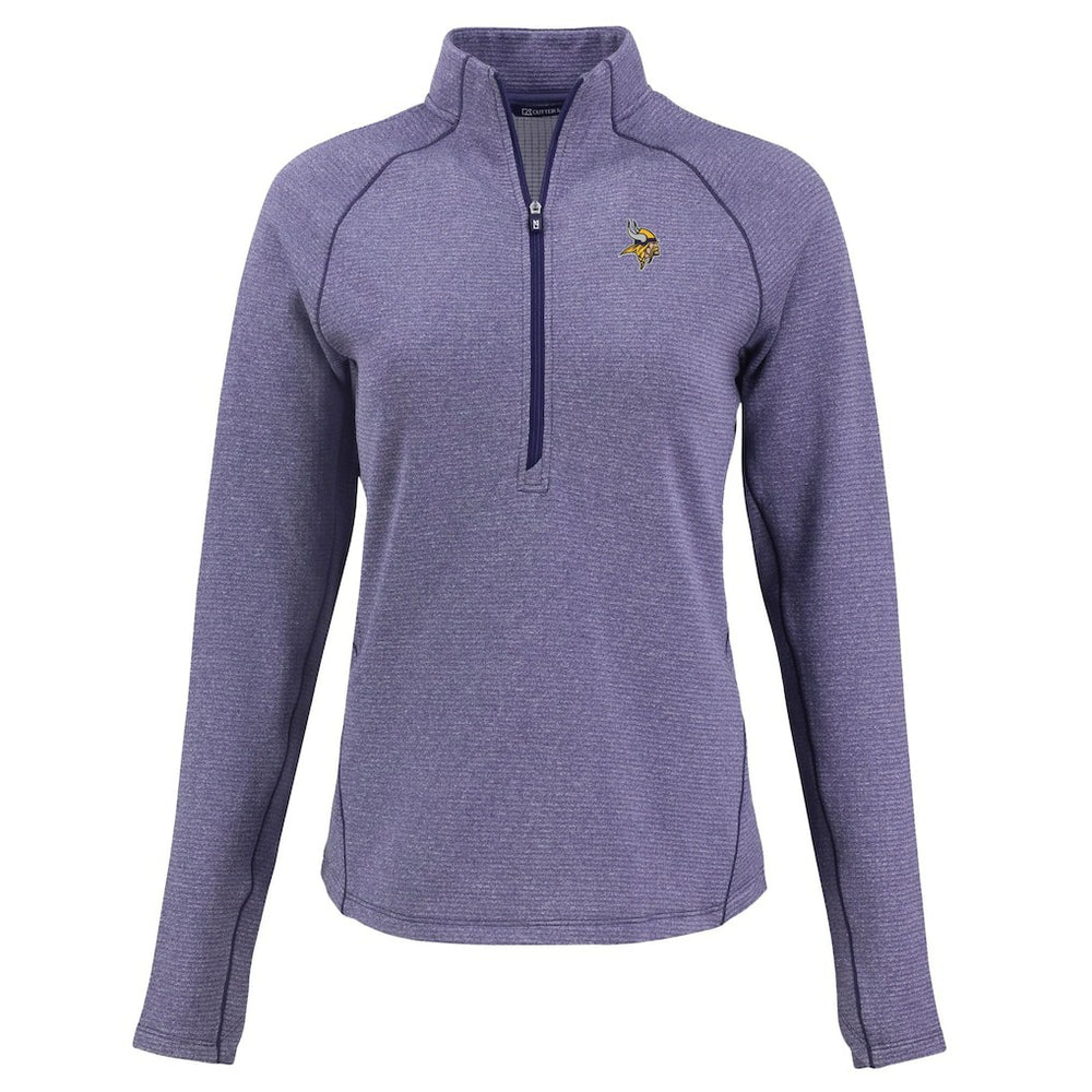 Minnesota Vikings Cutter & Buck Women's Peshastin Eco Fleece Recycled Tri-Blend Raglan Half-Zip Jacket - Heather Purple Jackets