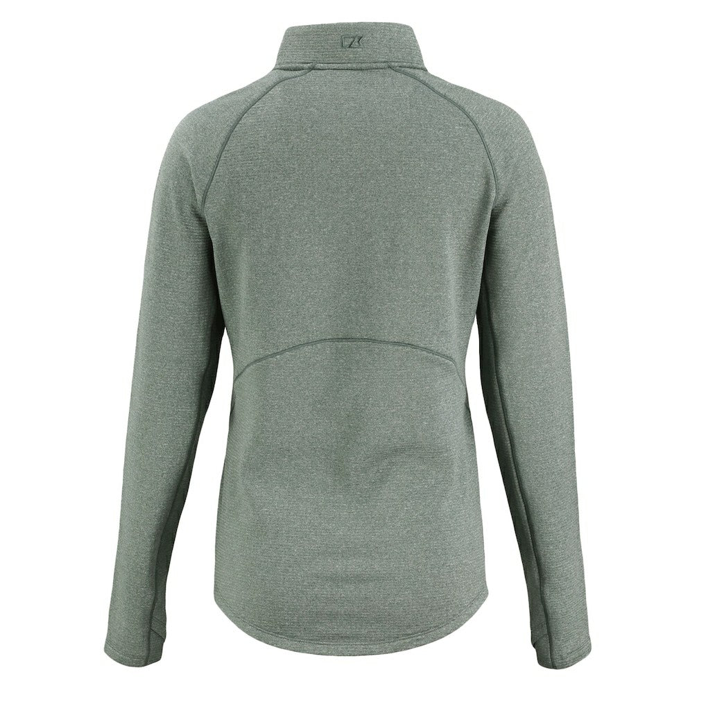 Philadelphia Eagles Cutter & Buck Women's Peshastin Eco Fleece Recycled Tri-Blend Raglan Half-Zip Jacket - Heather Kelly Green Jackets