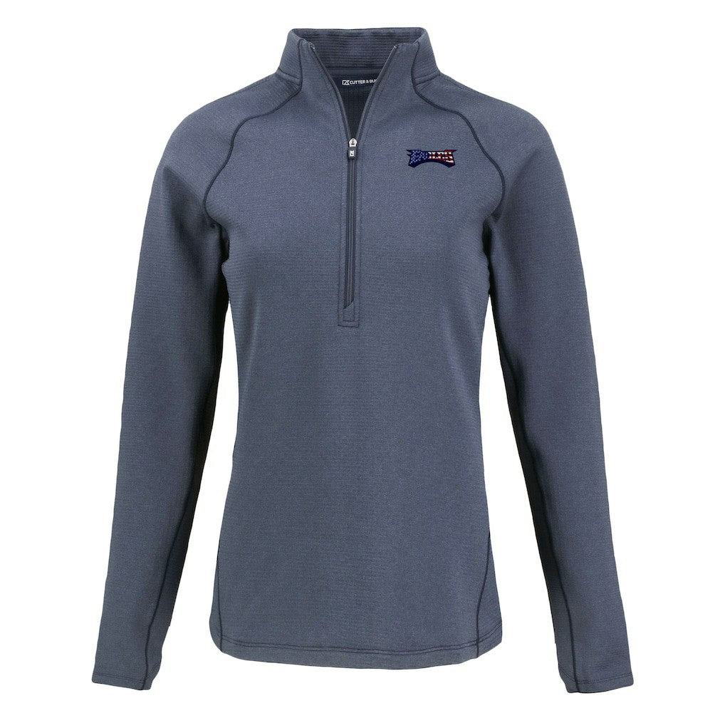 Philadelphia Eagles Cutter & Buck Women's Americana Peshastin Eco Fleece Recycled Tri-Blend Raglan Half-Zip Jacket - Heather Navy Jackets