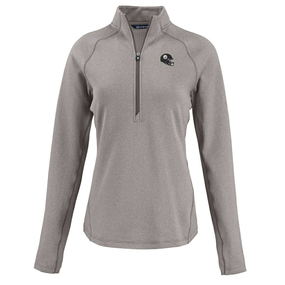 Pittsburgh Steelers Cutter & Buck Women's Peshastin Eco Fleece Recycled Tri-Blend Raglan Half-Zip Jacket - Heather Gray Jackets