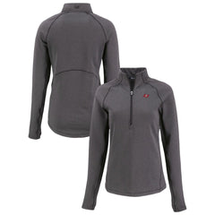 Tampa Bay Buccaneers Cutter & Buck Women's Peshastin Eco Fleece Recycled Tri-Blend Raglan Half-Zip Jacket - Heather Black Jackets