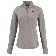 Washington Commanders Cutter & Buck Women's Peshastin Eco Fleece Recycled Tri-Blend Raglan Half-Zip Jacket - Heather Gray Jackets