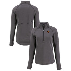 Washington Commanders Cutter & Buck Women's Peshastin Eco Fleece Recycled Tri-Blend Raglan Half-Zip Jacket - Heather Black Jackets