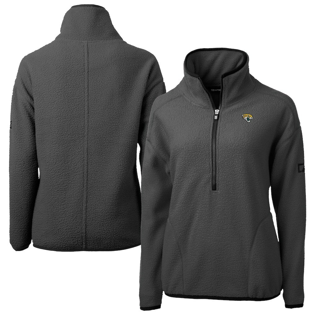Jacksonville Jaguars Cutter & Buck Women's Cascade Eco Sherpa Fleece Half-Zip Jacket - Charcoal Jackets