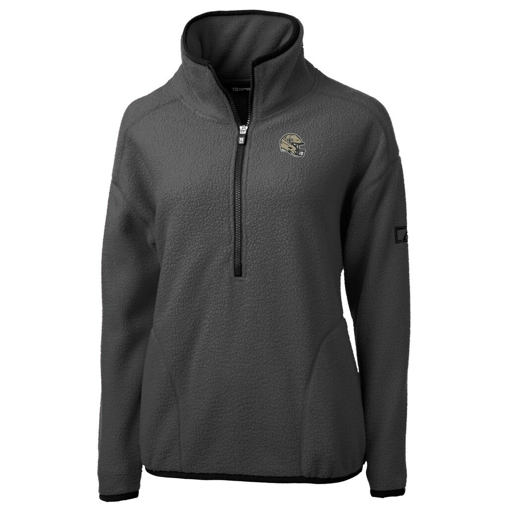 New Orleans Saints Cutter & Buck Women's Helmet Cascade Eco Sherpa Fleece Half-Zip Jacket - Charcoal Jackets