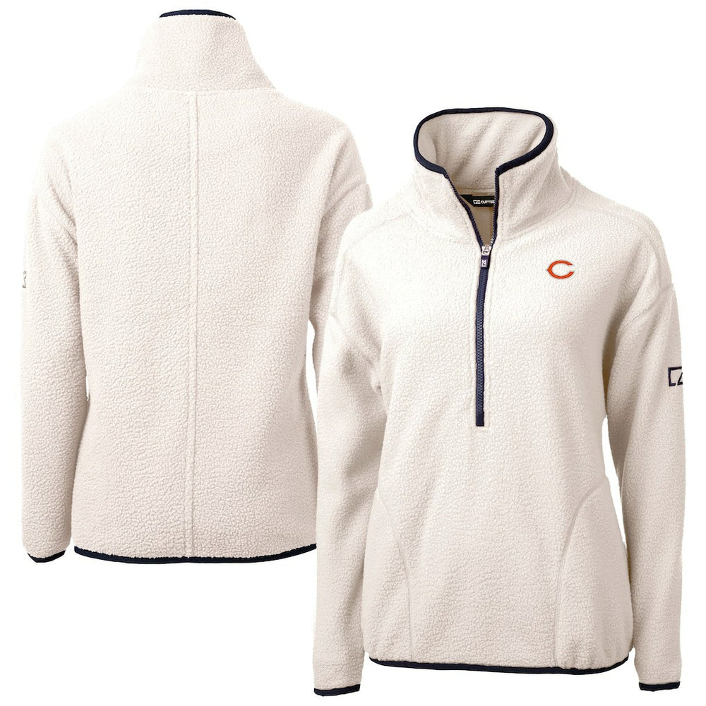 Chicago Bears Cutter & Buck Women's Cascade Eco Sherpa Fleece Half-Zip Jacket - Oatmeal Jackets