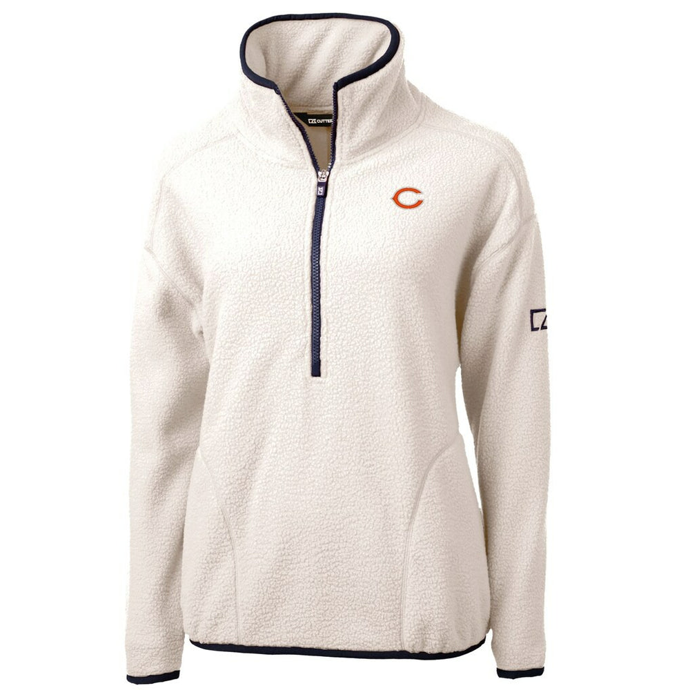 Chicago Bears Cutter & Buck Women's Cascade Eco Sherpa Fleece Half-Zip Jacket - Oatmeal Jackets