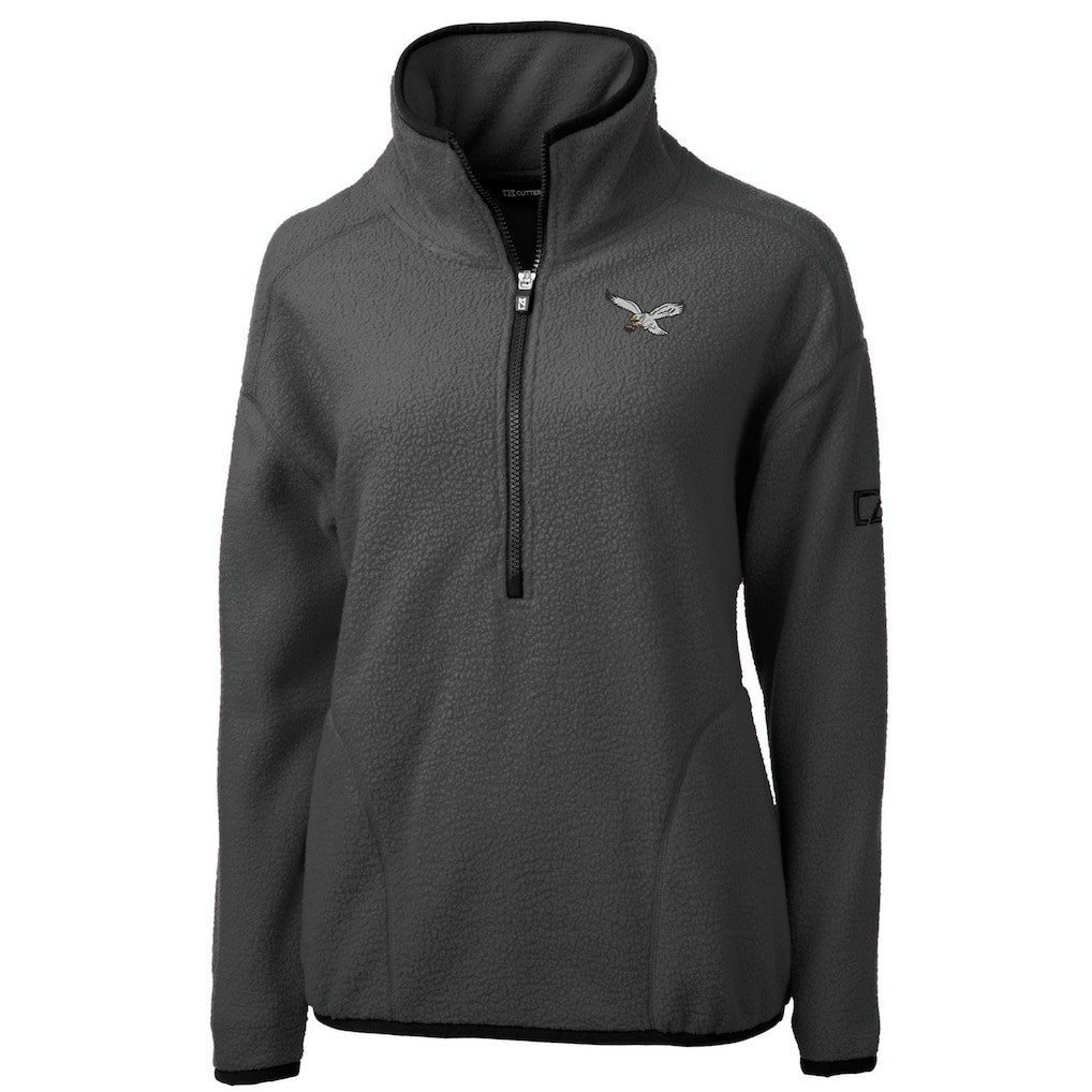 Philadelphia Eagles Cutter & Buck Women's Historic Cascade Eco Sherpa Fleece Half-Zip Jacket - Charcoal Jackets