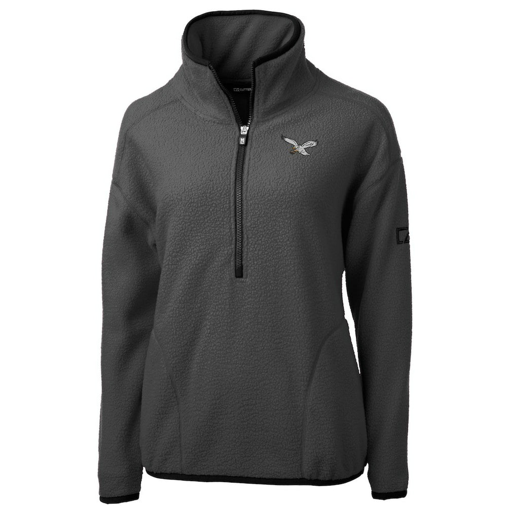 Philadelphia Eagles Cutter & Buck Women's Historic Cascade Eco Sherpa Fleece Half-Zip Jacket - Charcoal Jackets