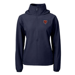 Chicago Bears Cutter & Buck Women's Charter Eco Recycled Half-Zip Hooded Anorak Jacket - Navy Jackets
