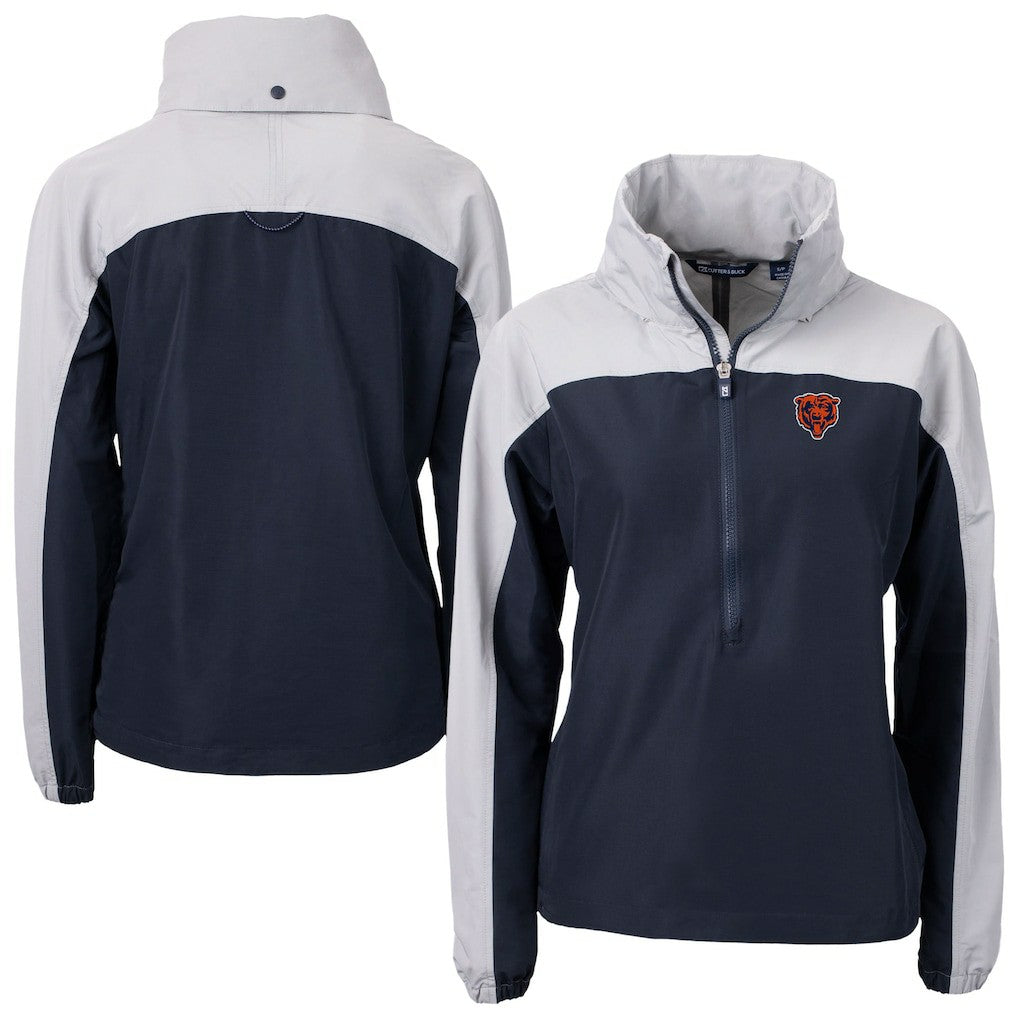 Chicago Bears Cutter & Buck Women's Charter Eco Recycled Half-Zip Hooded Anorak Jacket - Navy Jackets