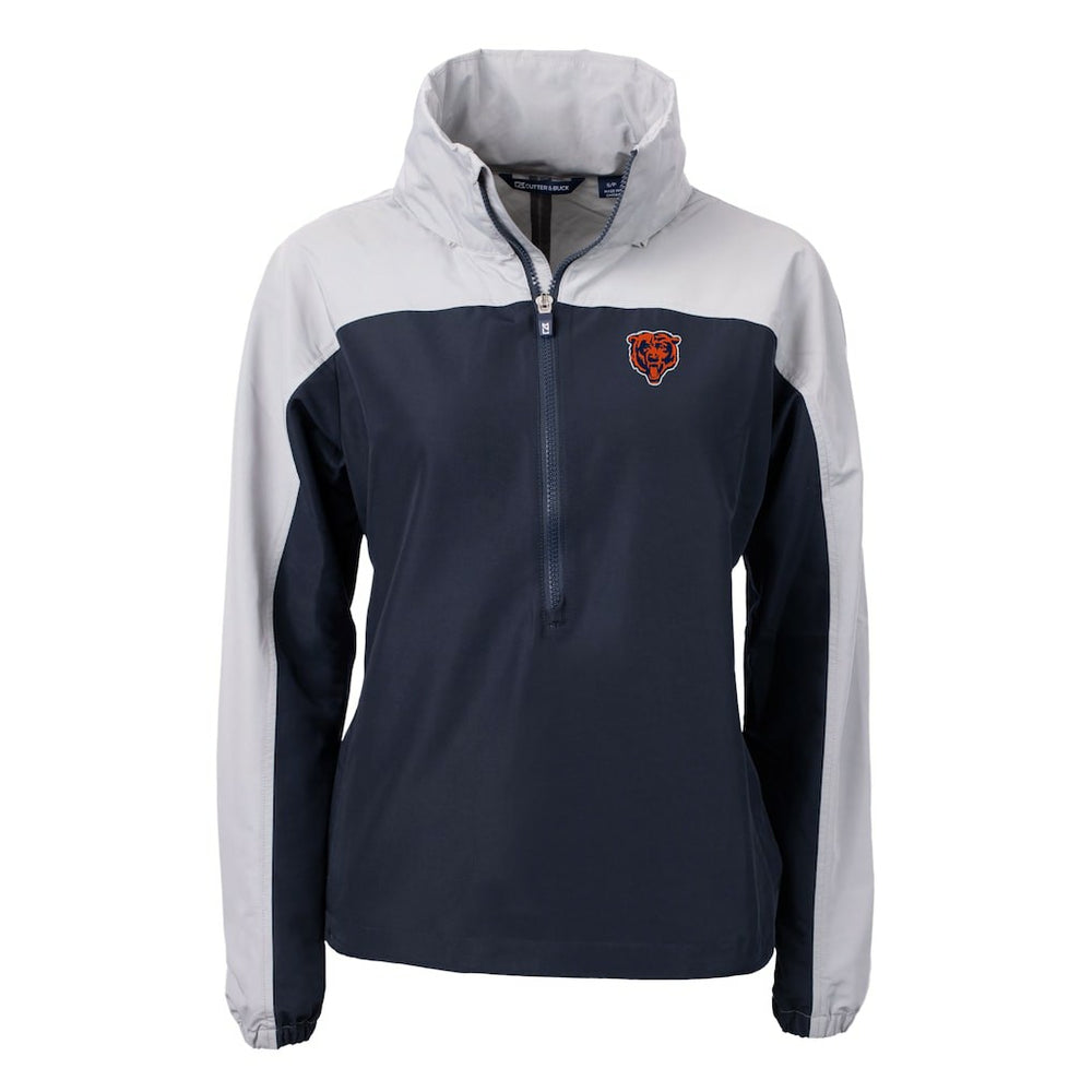 Chicago Bears Cutter & Buck Women's Charter Eco Recycled Half-Zip Hooded Anorak Jacket - Navy Jackets