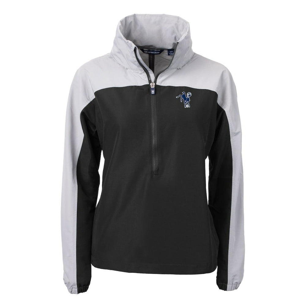 Indianapolis Colts Cutter & Buck Women's Charter Eco Recycled Half-Zip Hooded Anorak Jacket - Black Jackets