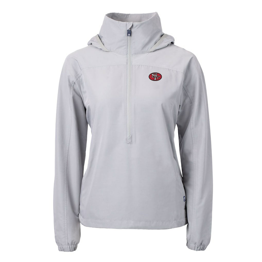 San Francisco 49ers Cutter & Buck Women's Charter Eco Recycled Half-Zip Hooded Anorak Jacket - Gray Jackets