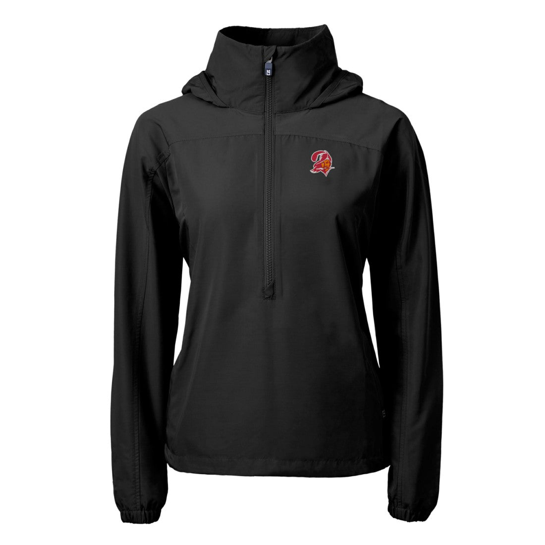 Tampa Bay Buccaneers Cutter & Buck Women's Charter Eco Recycled Half-Zip Hooded Anorak Jacket - Black Jackets