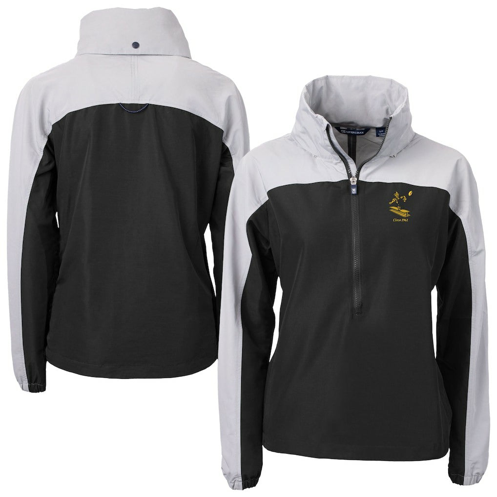 Pittsburgh Steelers Cutter & Buck Women's Charter Eco Recycled Half-Zip Hooded Anorak Jacket - Black Jackets