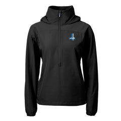 Detroit Lions Cutter & Buck Women's Charter Eco Recycled Half-Zip Hooded Anorak Jacket - Black Jackets