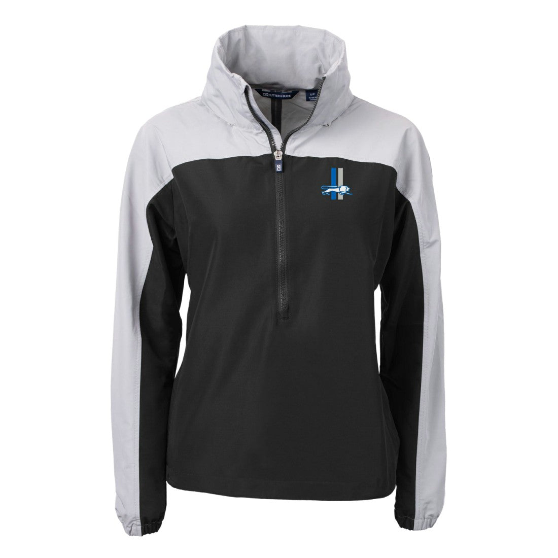 Detroit Lions Cutter & Buck Women's Charter Eco Recycled Half-Zip Hooded Anorak Jacket - Black Jackets