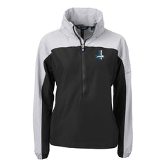 Detroit Lions Cutter & Buck Women's Charter Eco Recycled Half-Zip Hooded Anorak Jacket - Black Jackets