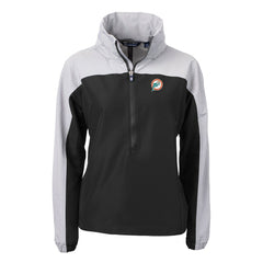 Miami Dolphins Cutter & Buck Women's Charter Eco Recycled Half-Zip Hooded Anorak Jacket - Black Jackets