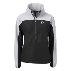 Kansas City Chiefs Cutter & Buck Women's Charter Eco Recycled Half-Zip Hooded Anorak Jacket - Black Jackets