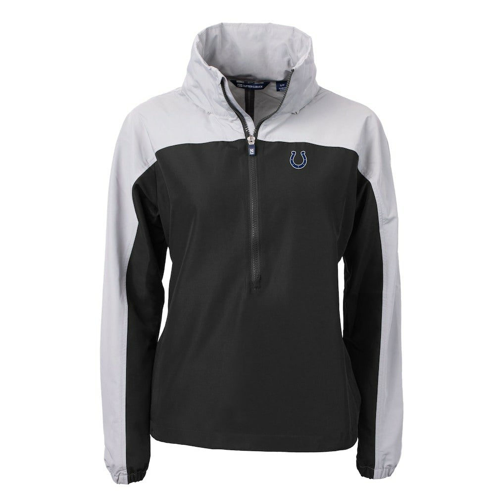 Indianapolis Colts Cutter & Buck Women's Charter Eco Recycled Half-Zip Hooded Anorak Jacket - Black Jackets