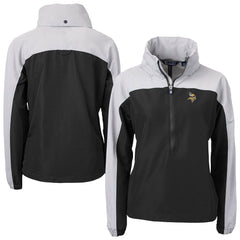 Minnesota Vikings Cutter & Buck Women's Charter Eco Recycled Half-Zip Hooded Anorak Jacket - Black Jackets