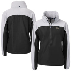 Baltimore Ravens Cutter & Buck Women's Charter Eco Recycled Half-Zip Hooded Anorak Jacket - Black Jackets