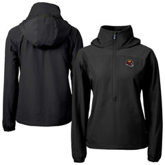 Washington Commanders Cutter & Buck Women's Charter Eco Recycled Half-Zip Hooded Anorak Jacket - Black Jackets