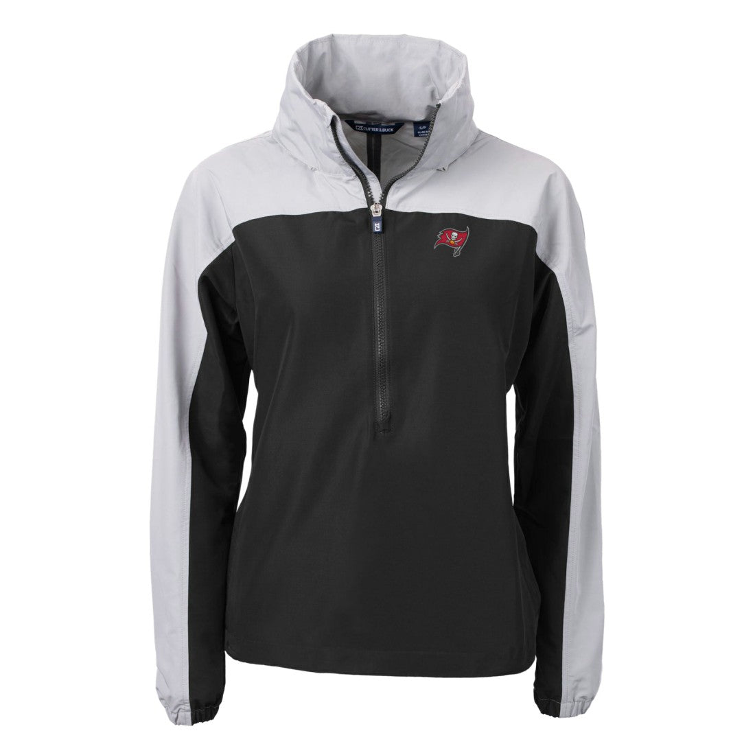 Tampa Bay Buccaneers Cutter & Buck Women's Charter Eco Recycled Half-Zip Hooded Anorak Jacket - Black Jackets
