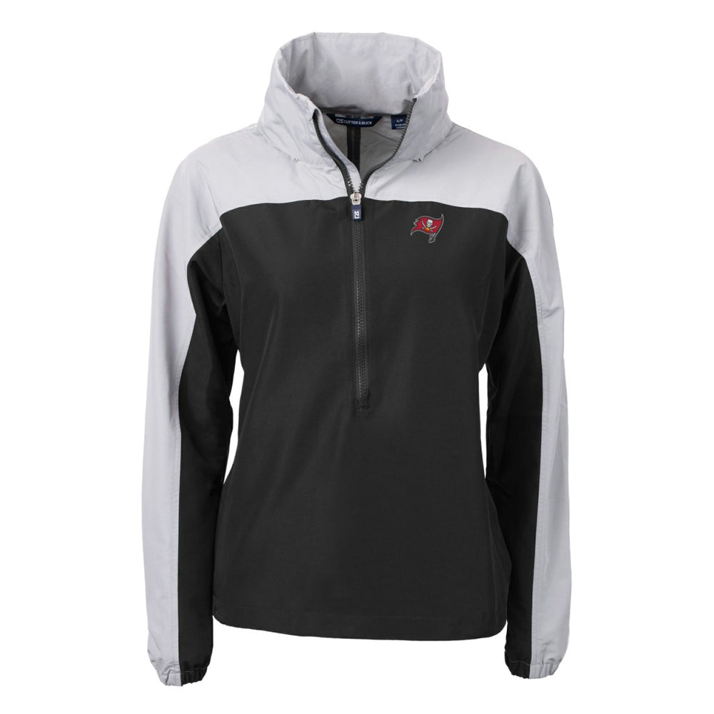 Tampa Bay Buccaneers Cutter & Buck Women's Charter Eco Recycled Half-Zip Hooded Anorak Jacket - Black Jackets