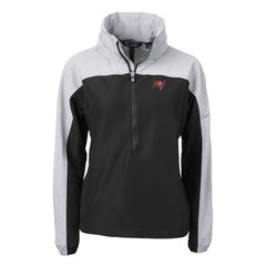Tampa Bay Buccaneers Cutter & Buck Women's Charter Eco Recycled Half-Zip Hooded Anorak Jacket - Black Jackets