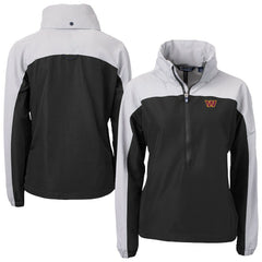 Washington Commanders Cutter & Buck Women's Charter Eco Recycled Half-Zip Hooded Anorak Jacket - Black Jackets