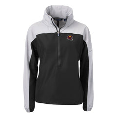 Washington Commanders Cutter & Buck Women's Charter Eco Recycled Half-Zip Hooded Anorak Jacket - Black Jackets