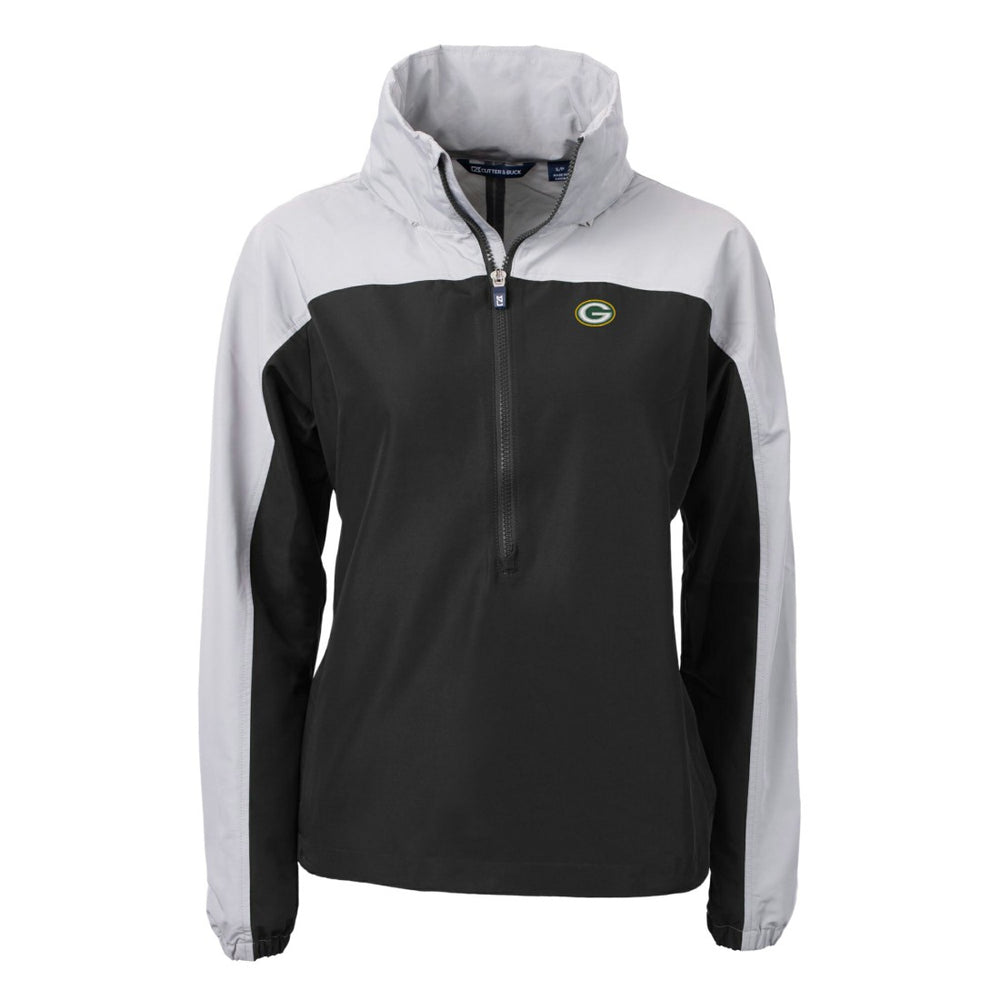 Green Bay Packers Cutter & Buck Women's Charter Eco Recycled Half-Zip Hooded Anorak Jacket - Black Jackets