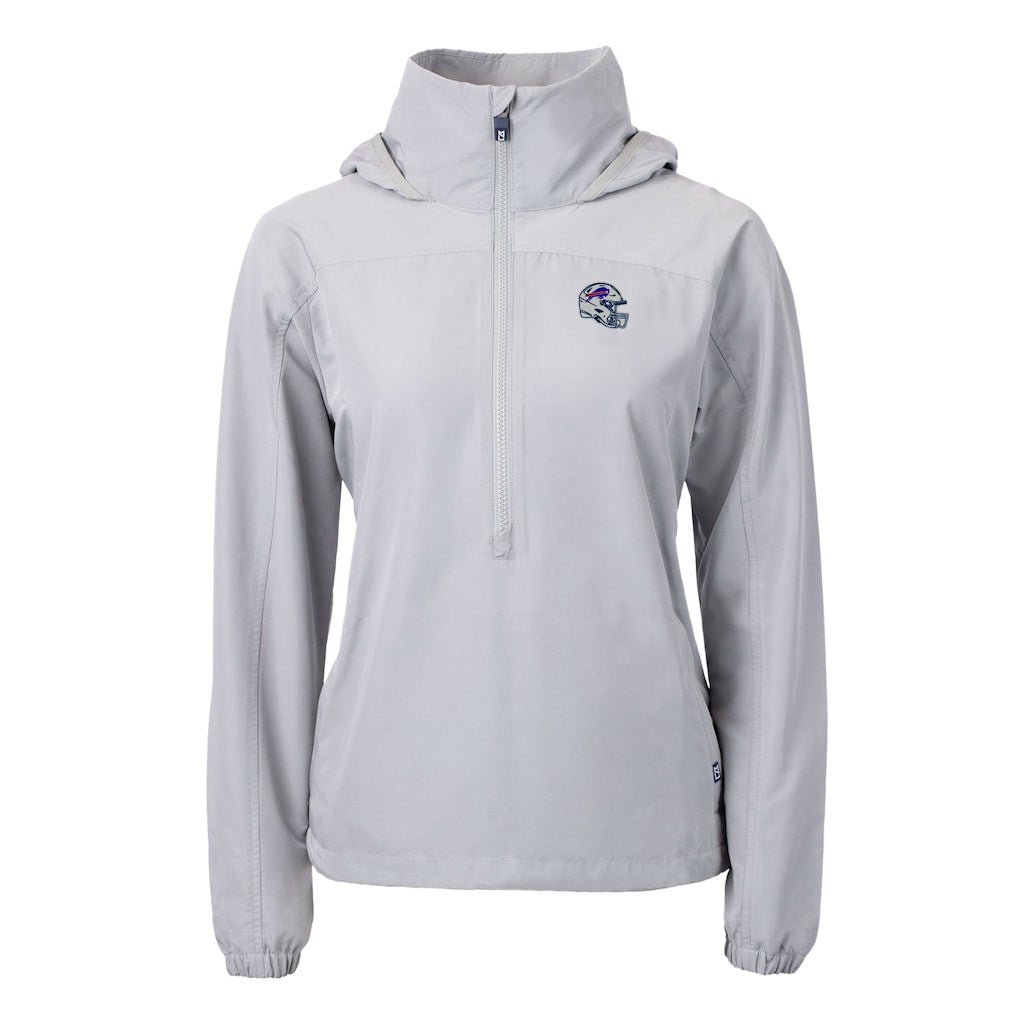 Buffalo Bills Cutter & Buck Women's Charter Eco Recycled Half-Zip Hooded Anorak Jacket - Gray Jackets