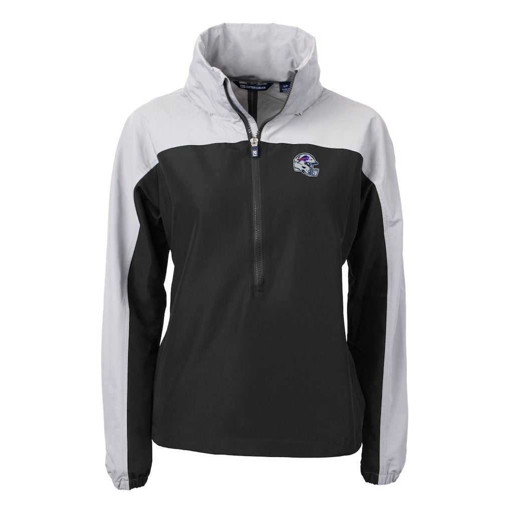 Buffalo Bills Cutter & Buck Women's Charter Eco Recycled Half-Zip Hooded Anorak Jacket - Black Jackets
