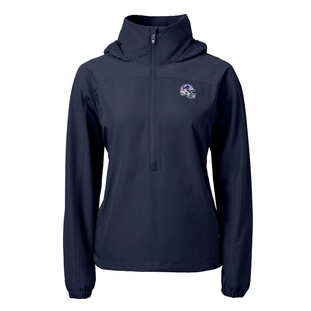 Buffalo Bills Cutter & Buck Women's Charter Eco Recycled Half-Zip Hooded Anorak Jacket - Navy Jackets