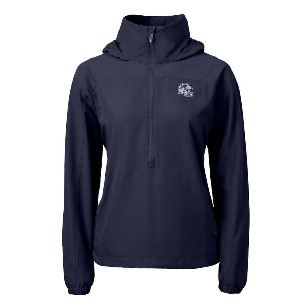 Buffalo Bills Cutter & Buck Women's Charter Eco Recycled Half-Zip Hooded Anorak Jacket - Navy Jackets