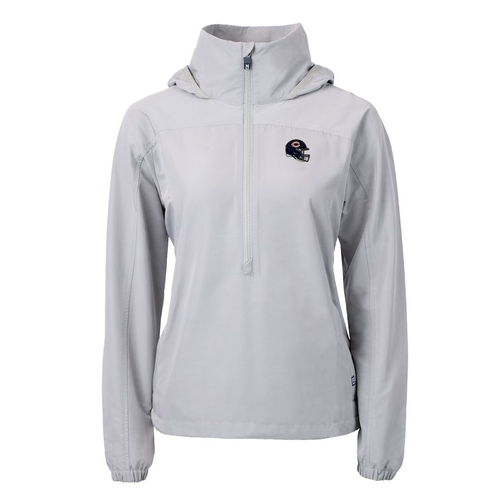 Chicago Bears Cutter & Buck Women's Charter Eco Recycled Half-Zip Hooded Anorak Jacket - Gray Jackets