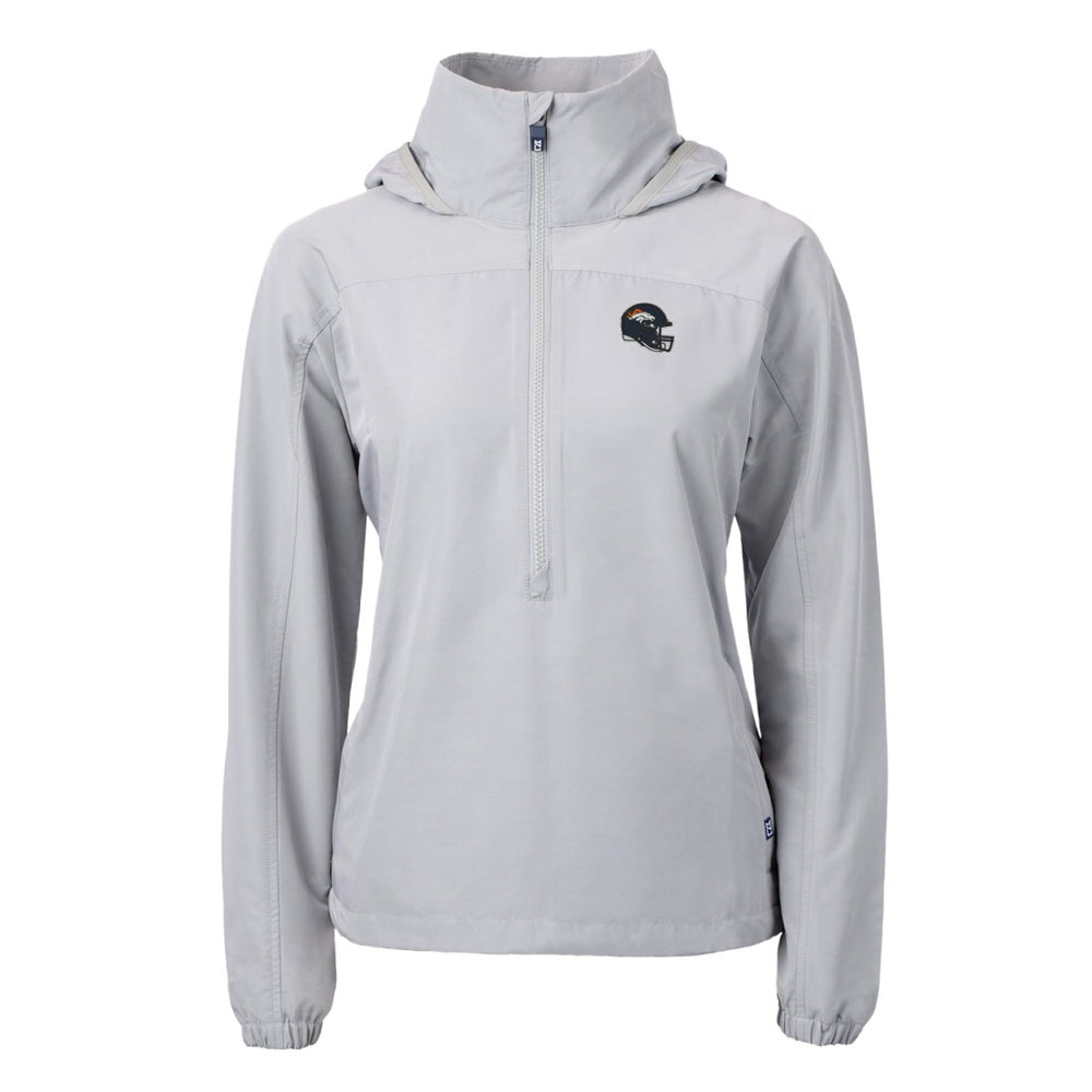Denver Broncos Cutter & Buck Women's Charter Eco Recycled Half-Zip Hooded Anorak Jacket - Gray Jackets