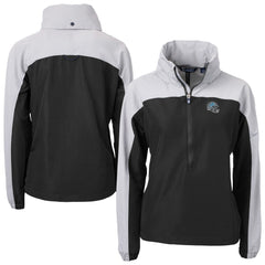 Detroit Lions Cutter & Buck Women's Charter Eco Recycled Half-Zip Hooded Anorak Jacket - Black Jackets