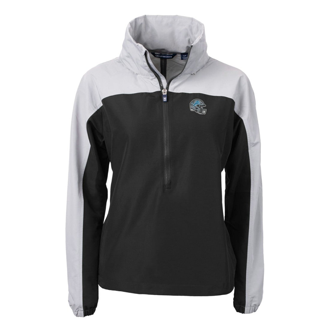Detroit Lions Cutter & Buck Women's Charter Eco Recycled Half-Zip Hooded Anorak Jacket - Black Jackets