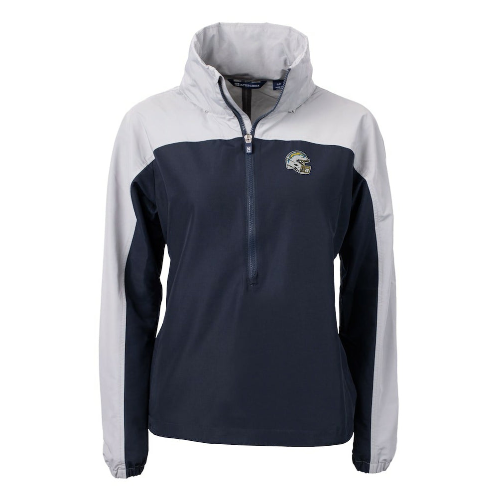Los Angeles Chargers Cutter & Buck Women's Charter Eco Recycled Half-Zip Hooded Anorak Jacket - Navy Jackets