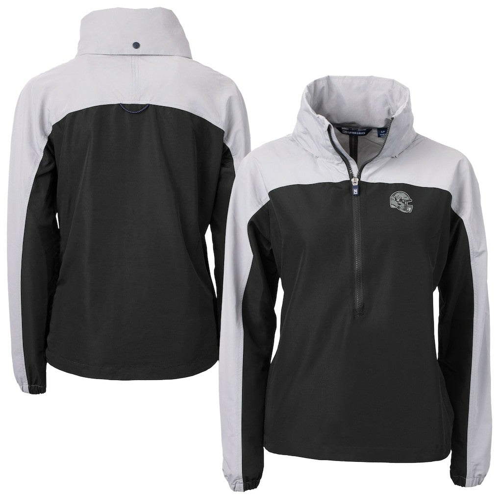 Las Vegas Raiders Cutter & Buck Women's Charter Eco Recycled Half-Zip Hooded Anorak Jacket - Black Jackets