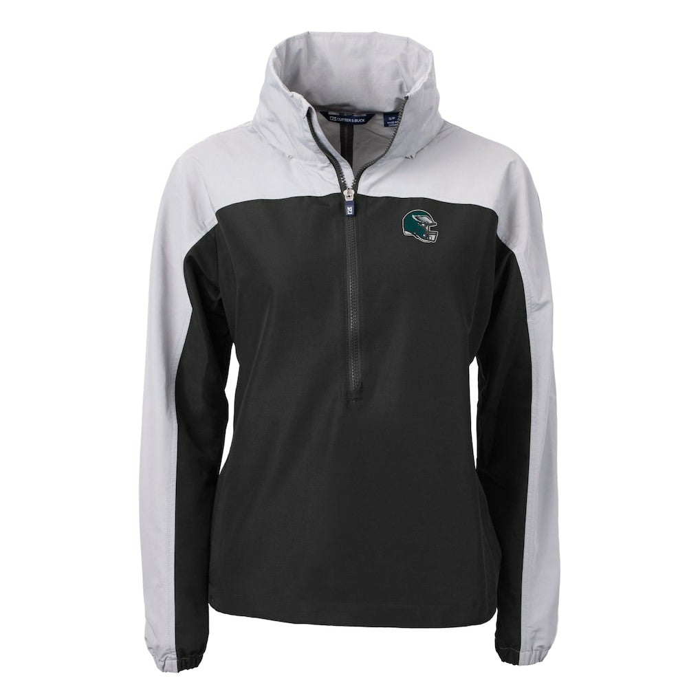 Philadelphia Eagles Cutter & Buck Women's Charter Eco Recycled Half-Zip Hooded Anorak Jacket - Black Jackets